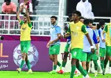 
Al Wakrah’s Nasser al-Yazidi (left) celebrates with teammates after scoring against Al Rayyan in the Qatar Cup final at the Abdullah Bin Khalifa Stadium. 