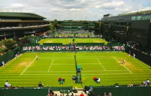 
A general view of one of the courts at the fabled All England Lawn Tennis and Croquet Club, London, Britain. (Reuters) 