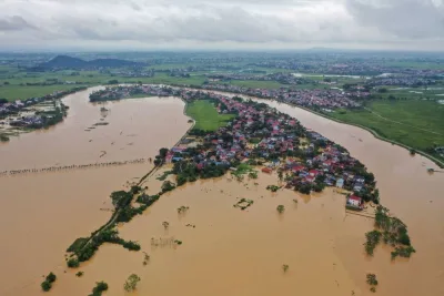 This aerial picture shows flood waters surrounding homes in Thai Nguyen province on Tuesday, in the aftermath of Typhoon Yagi hitting northern Vietnam. AFP This aerial picture shows flood waters surrounding homes in Thai Nguyen province on Tuesday, in the aftermath of Typhoon Yagi hitting northern Vietnam. AFP