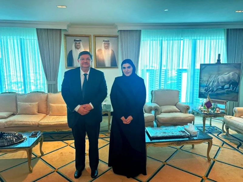 HE Minister of State for International Cooperation Maryam bint Ali bin Nasser Al Misnad meets with Russian Ambassador Dmitry Dogadkin. HE Minister of State for International Cooperation Maryam bint Ali bin Nasser Al Misnad meets with Russian Ambassador Dmitry Dogadkin.