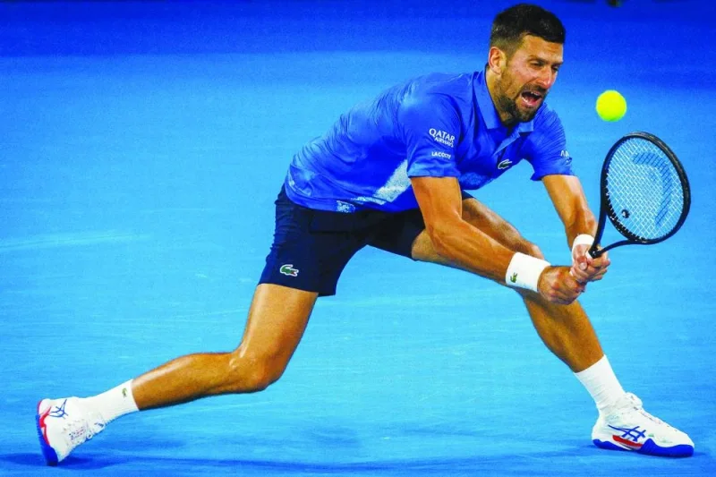 Novak Djokovic of Serbia hits a return during his singles match against Gael Monfils of France at the Brisbane International on Thursday. (AFP) Novak Djokovic of Serbia hits a return during his singles match against Gael Monfils of France at the Brisbane International on Thursday. (AFP)