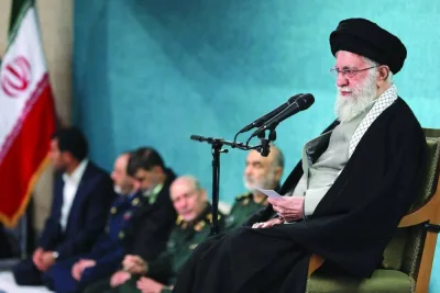 Iran’s Supreme Leader Ayatollah Ali Khamenei speaking during a meeting with Iranian government officials in Tehran yesterday. (AFP)
Iran’s Supreme Leader Ayatollah Ali Khamenei speaking during a meeting with Iranian government officials in Tehran yesterday. (AFP)