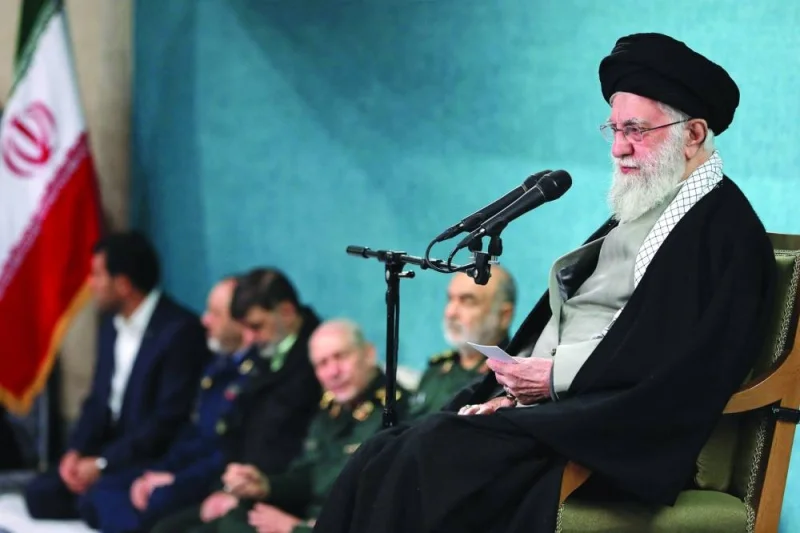 Iran’s Supreme Leader Ayatollah Ali Khamenei speaking during a meeting with Iranian government officials in Tehran yesterday. (AFP)  
Iran’s Supreme Leader Ayatollah Ali Khamenei speaking during a meeting with Iranian government officials in Tehran yesterday. (AFP)