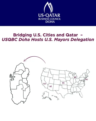 استضافت مجلس الأعمال الأمريكي في قطر الدوحة مؤخرًا عشاءًا حصريًا على شرف وفد متميز من رؤساء البلديات الأمريكية ، كجزء من مهمته المستمرة لتعزيز العلاقات الاقتصادية بين الولايات المتحدة وقطر استضافت مجلس الأعمال الأمريكي في قطر الدوحة مؤخرًا عشاءًا حصريًا على شرف وفد متميز من رؤساء البلديات الأمريكية ، كجزء من مهمته المستمرة لتعزيز العلاقات الاقتصادية بين الولايات المتحدة وقطر