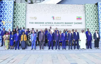 Heads of State and Delegates pose for a group photo during the Second Africa Climate Summit in Addis Ababa, Ethiopia, on Sept 8.
Heads of State and Delegates pose for a group photo during the Second Africa Climate Summit in Addis Ababa, Ethiopia, on Sept 8.