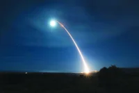 An unarmed Minuteman III intercontinental ballistic missile launching during a test at Vandenberg Air Force Base, California on February 5, 2020.  An unarmed Minuteman III intercontinental ballistic missile launching during a test at Vandenberg Air Force Base, California on February 5, 2020.