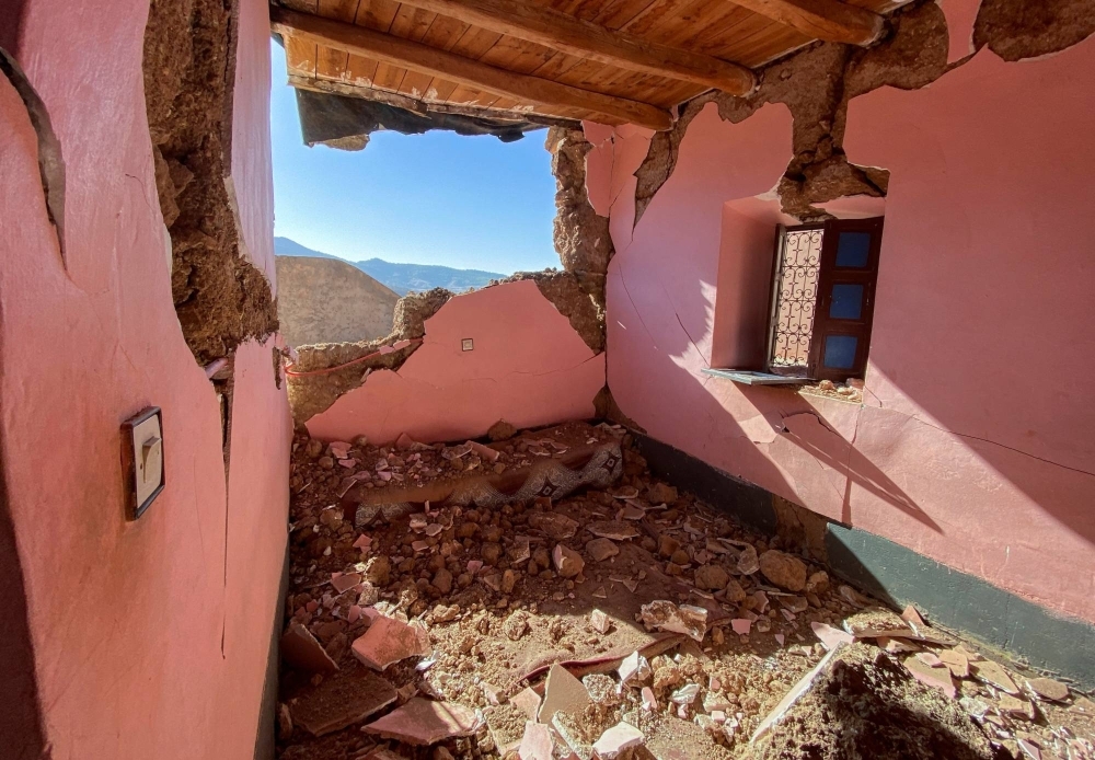 A damaged room in the village of Tansghart in Morocco's Asni area