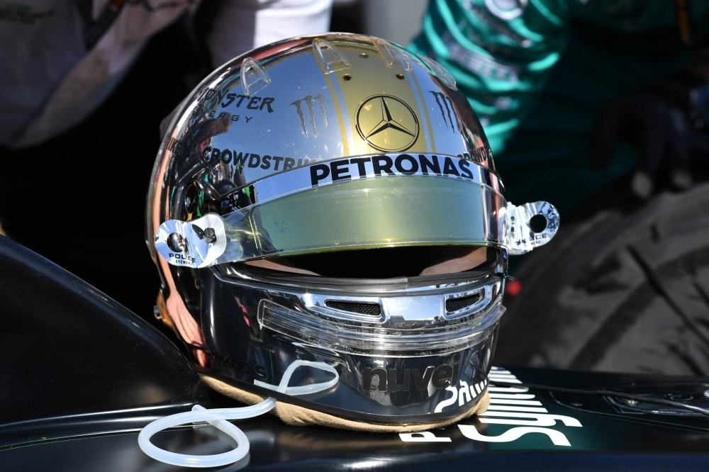 Mercedes driver Lewis Hamilton's helmet