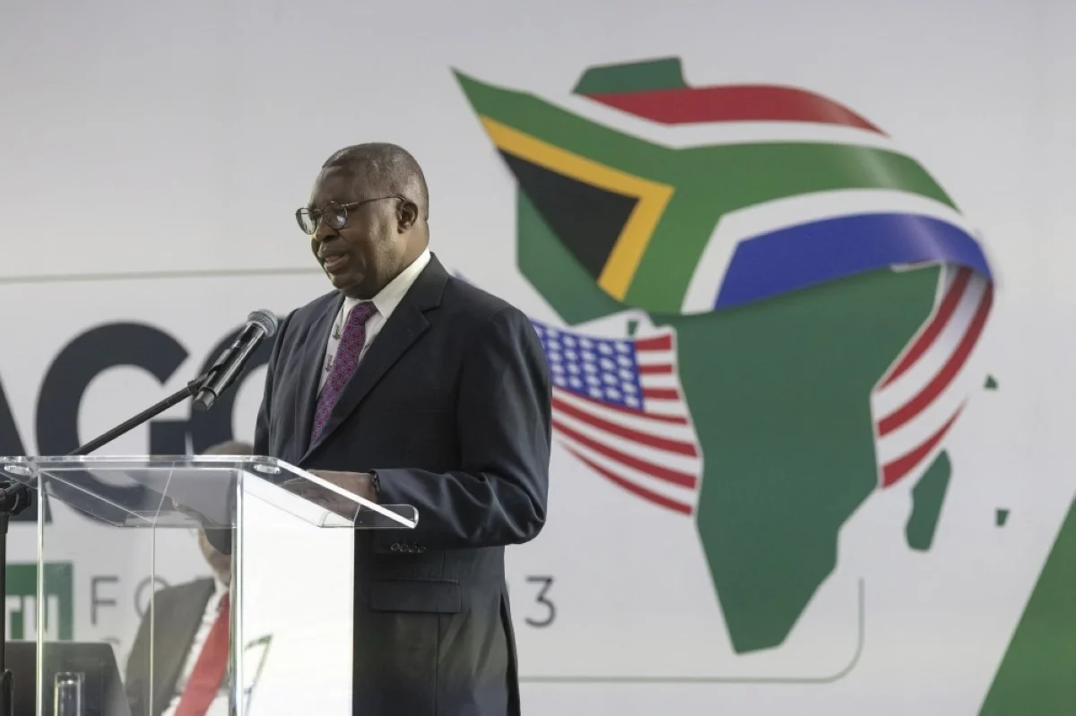 JOHANNESBURG: Commissioner of the African Growth and Opportunity Act (AGOA), Albert Muchanga speaks on the first day of the 20th AGOA summit in Johannesburg on November 2, 2023. – AFP