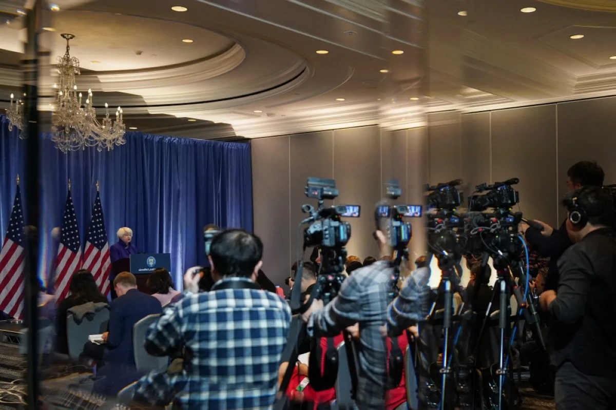 SAN FRANCISCO: US Treasury Secretary Janet Yellen speaks during a news conference following her second day of meetings with China's Vice Premier He Lifeng, ahead of the Asia-Pacific Economic Cooperation (APEC), in San Francisco, California, on November 10, 2023. -- AFP