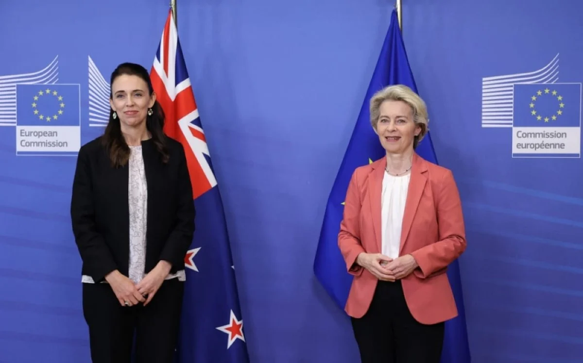Former Prime Minister Jacinda Ardern and European Commission President Ursula von der Leyen at EU headquarters in Brussels in this file photo. – AFP