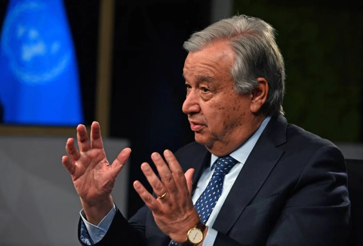 UN Secretary-General Antonio Guterres speaks during an interview at the United Nations headquarters ahead of the COP28 meeting in New York, November 29, 2023. -- AFP