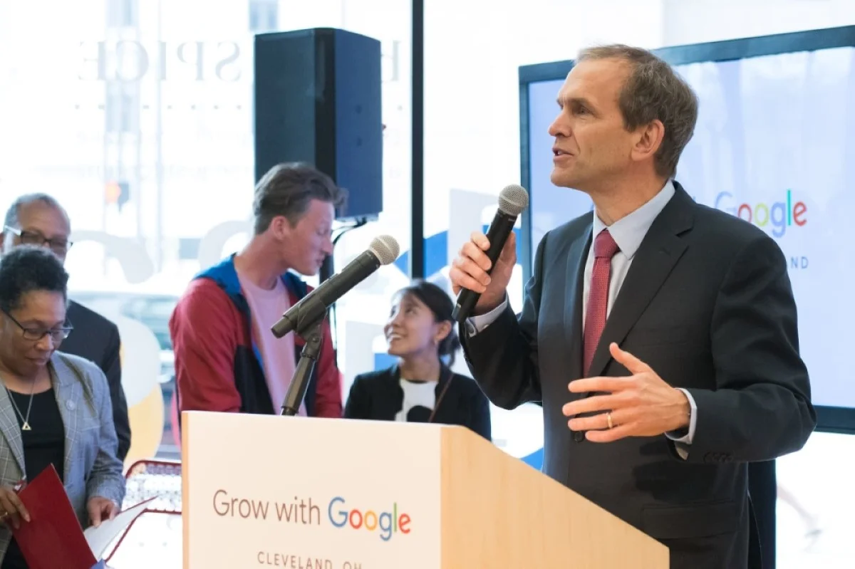 Kent Walker speaks at a “Grow with Google” launch event in Cleveland in this file photo.