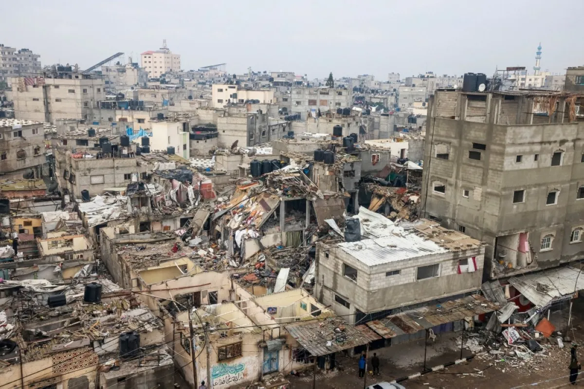 RAFAH, Palestinian Territories: This picture shows the damages following Zionist entity bombardment in Rafah in the southern Gaza Strip on December 13, 2023.-- AFP