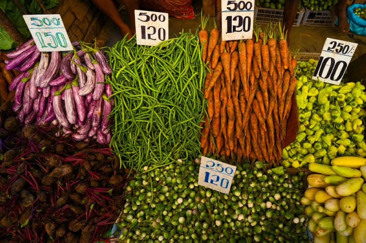 COLOMBO, Sri Lanka: Vegetables kept on sell at a market in Colombo. – AFP