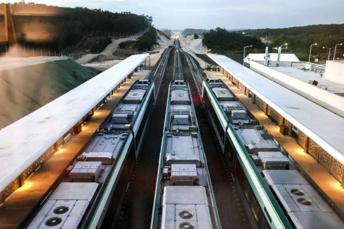 
CAMPECHE, Mexico: This handout picture released by the Mexican Presidency shows train cars of the new Mayan Train during its inauguration at the San Francisco Campeche station in Campeche, Mexico on December 15, 2023. -- AFP photos    