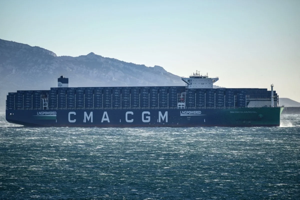 MARSEILLE, France: The "CMA CGM Palais Royal", the world's largest container ship powered by natural gas, sails in the bay of Marseille, southern France. -- AFP