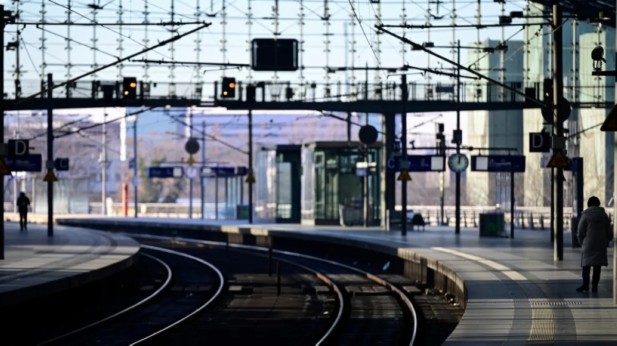 BERLIN: A commuter stands on an empty platform at the main train station in Berlin on January 10, 2024. The GDL train drivers union has announced strike action for the period from January 10 up to January 12, 2024. – AFP