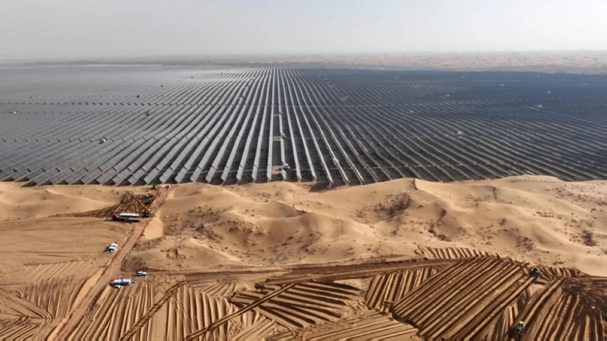 A field of solar panels in China, which the IEA dubs 'the world's renewables powerhouse'. -- AFP