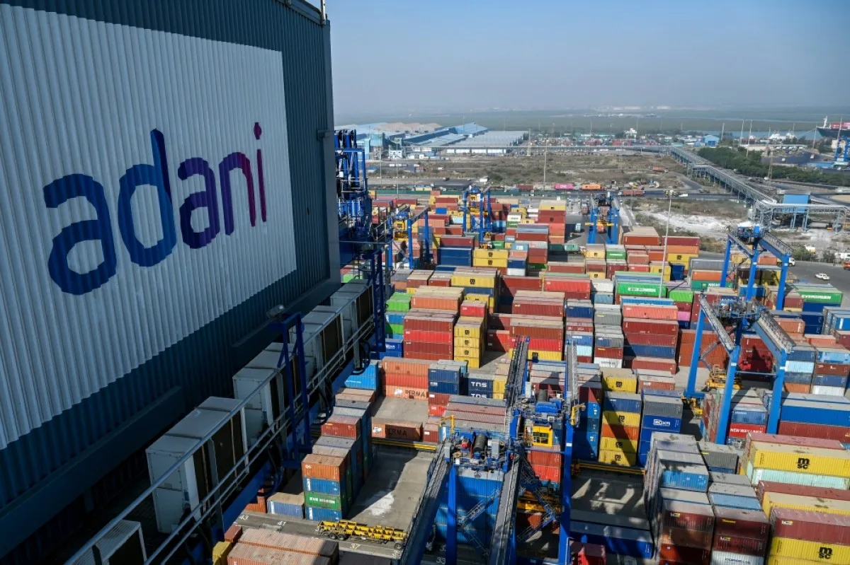 MUNDRA, India: This photograph taken on January 11, 2024, shows a general view of the Adani Group owned Mundra Port in Mundra. Deep in the desert, India's most controversial billionaire is building the world's largest renewable energy park as he races to future-proof his coal-linked fortune. -- AFP