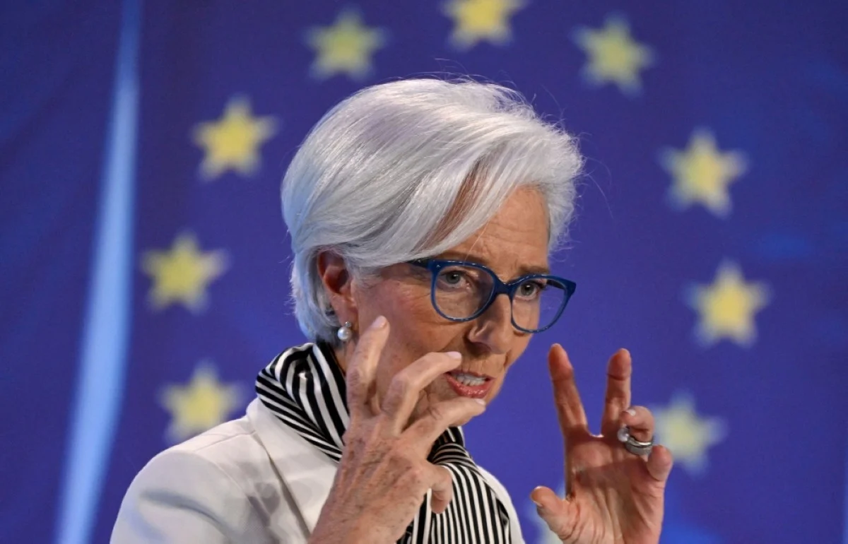 FRANKFURT: President of the European Central Bank (ECB) Christine Lagarde addresses a press conference following the meeting of the governing council of the ECB in Frankfurt am Main. – AFP