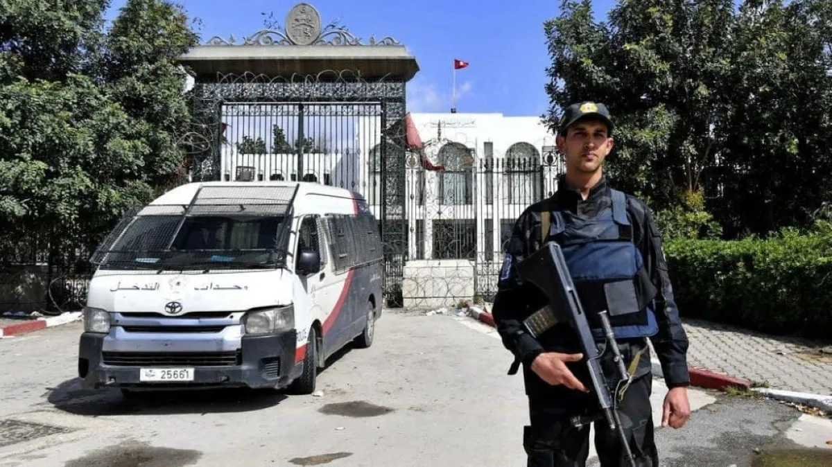 TUNIS: A security official stands outside the parliament building in Tunis.