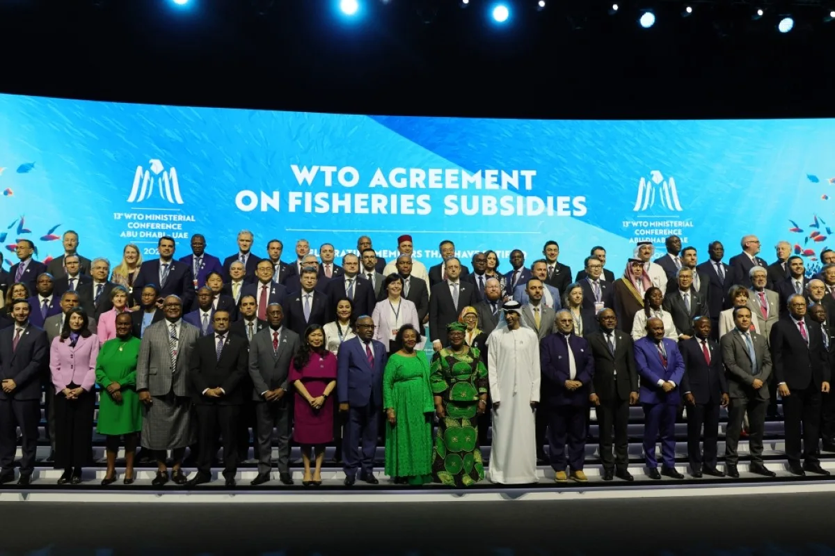 ABU DHABI: Delegates take a group picture during a session on fisheries subsidies during the 13th WTO Ministerial Conference in Abu Dhabi of Feb 26, 2024. – AFP