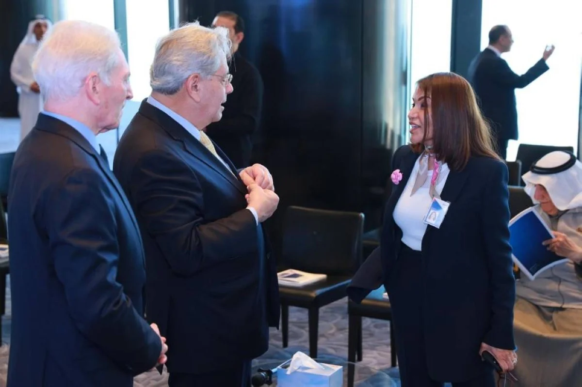Sheikha Al-Bahar during an interview with Dr Nasser Al-Saeedi and Dr Robert Eid.