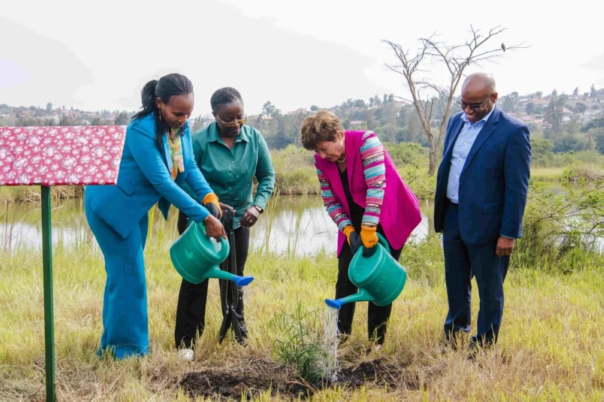 KIGALI: IMF Managing Director Kristalina Georgieva attends a tree plantation program in Kigali as part of Rwanda’s commitment to fighting climate change.