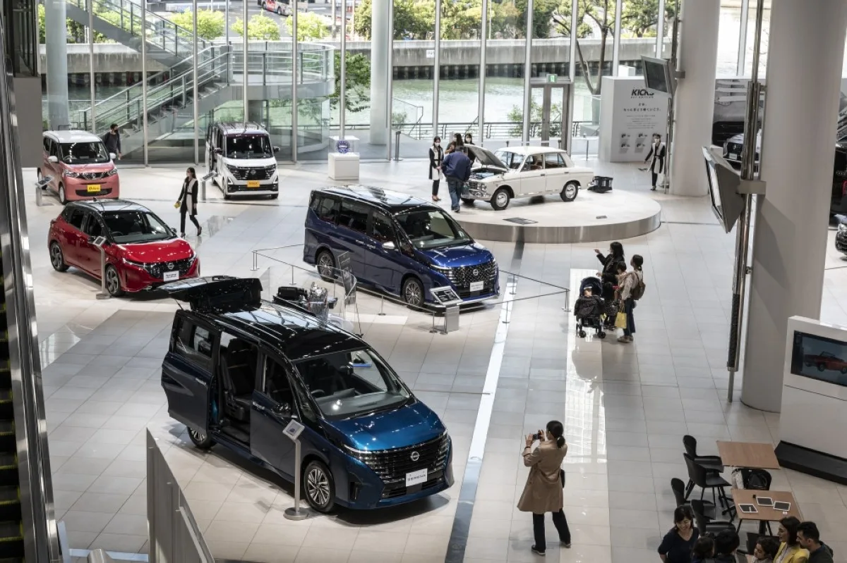 YOKOHAMA: This photo shows a general view of the gallery of cars at the global headquarters of Japanese automaker Nissan Motor in Yokohama, Kanagawa prefecture. – AFP