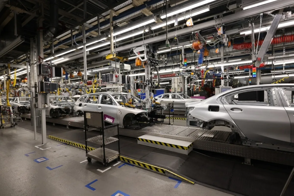 MUNICH: A production line is pictured at German carmaker at the company’s plant in Munich.- AFP