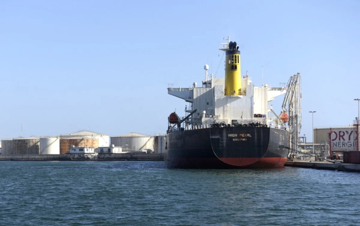DAKAR: Photo shows the High Pearl oil tanker, docked in the Port Autonome. – AFP