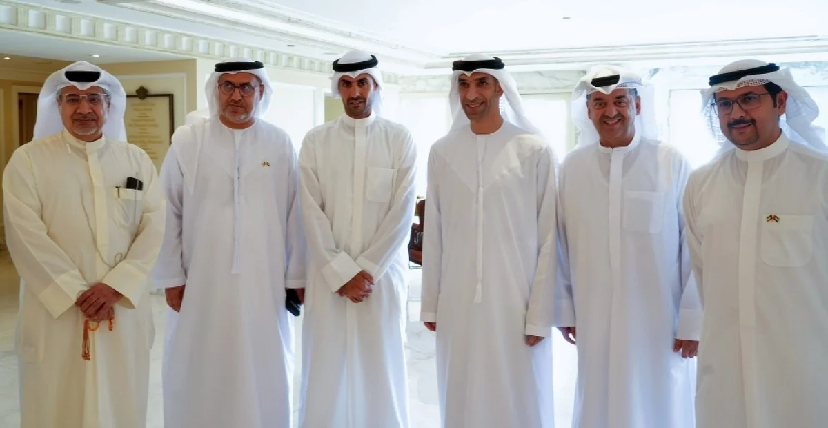 UAE Minister of State for Foreign Trade Dr Thani Al-Zeyoudi and Bader Nasser Al-Kharafi with top leaders at the event.