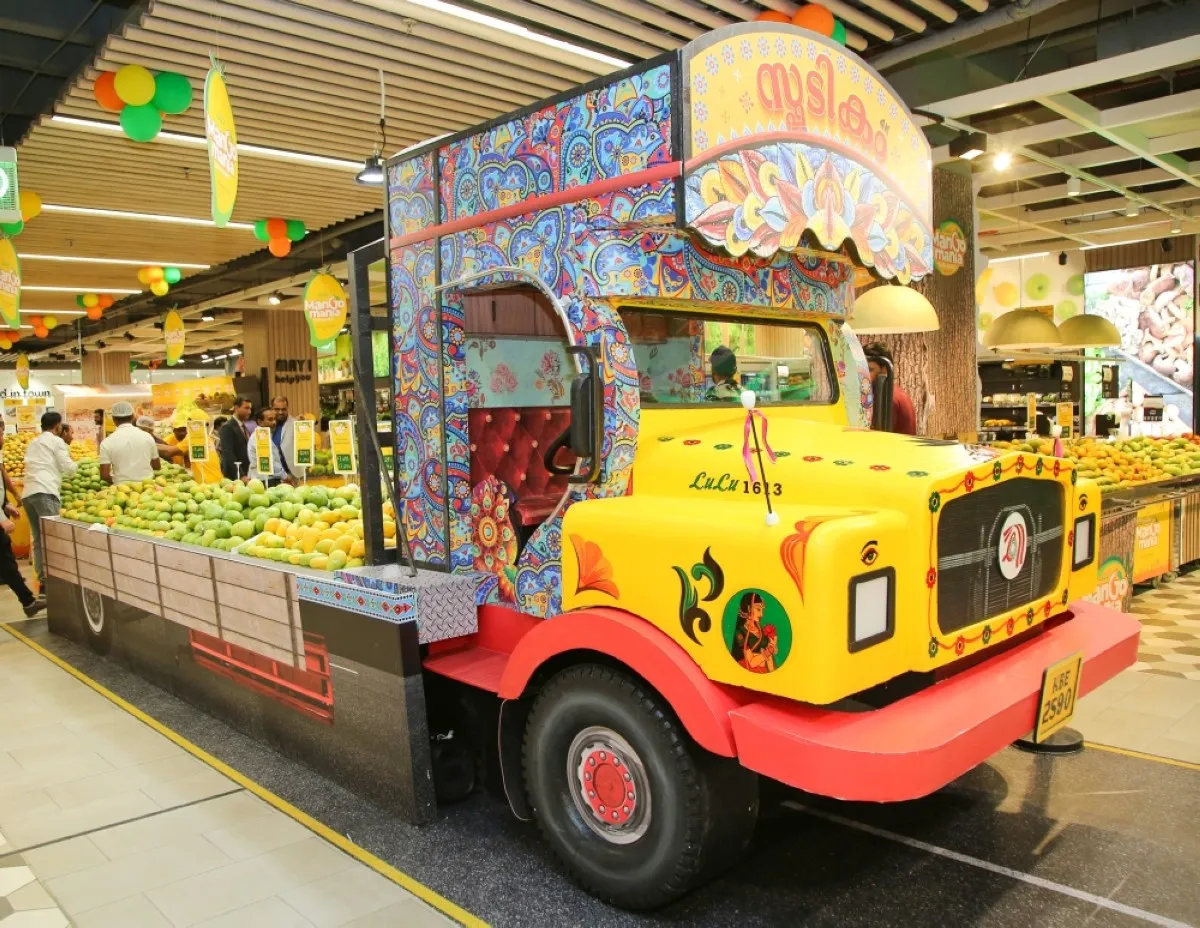Mangoes are brought to the hypermarket in the Malayalam movie fame lorry ‘Spadikam’.