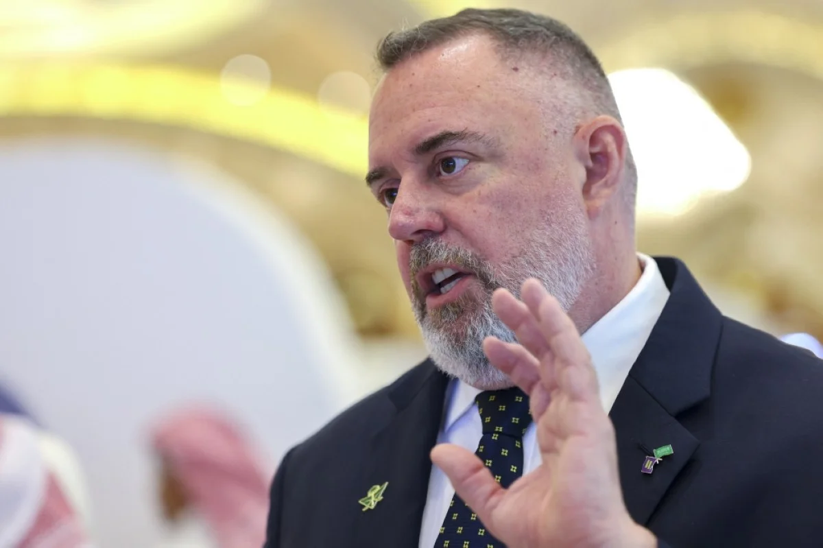 RIYADH: Steven Greenway, Chief Executive Officer of Flydeal airlines speaks during an interview. -- AFP