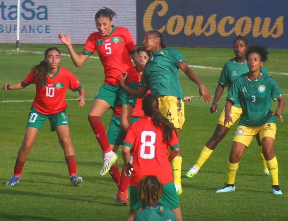 Phase de jeu aérien du match Maroc-Éthiopie.                                                        Ph. FRMF