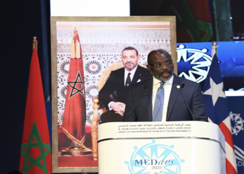 The President of the Republic of Liberia, George Weah, speaking during his participation in the 14th edition of the MEDays Forum 2022 last November.