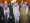 الملك سلمان والشيخ صباح الصباح والملك حمد آل خليفة خلال حفل افتتاح المهرجان أمس (واس)