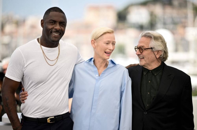 (From left) Brisith actor Idris Elba, British actress Tilda Swinton and Australian director and screenwriter George Miller pose during a photocall for the film ‘Three Thousand Years of Longing’ at the 75th edition of the Cannes Film Festival in Cannes, southern France, on May 21, 2022. ― AFP pic