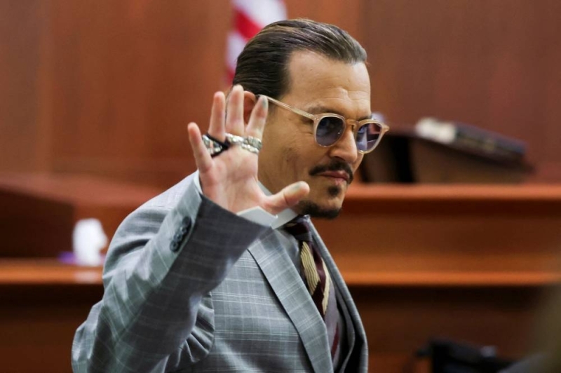 Actor Johnny Depp reacts as he leaves for a break during the Depp vs Heard defamation trial at the Fairfax County Circuit Court in Fairfax, Virginia, US, May 26, 2022. — Pool picture via Reuters