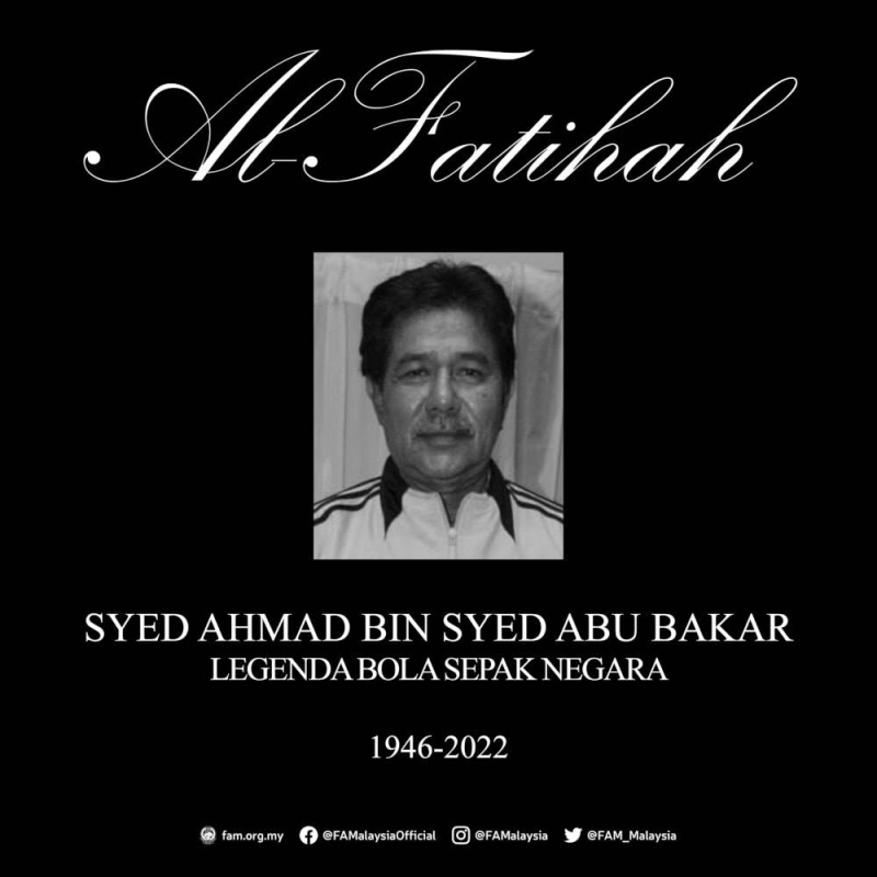 Syed Ahmad Syed Abu Bakar, who was born in Pontian, Johor on April 20, 1946, will always be remembered as the hero who helped guide the national team to qualify for the Munich Olympic Games in 1972. — Picture from Facebook/Football Association of Malaysia 