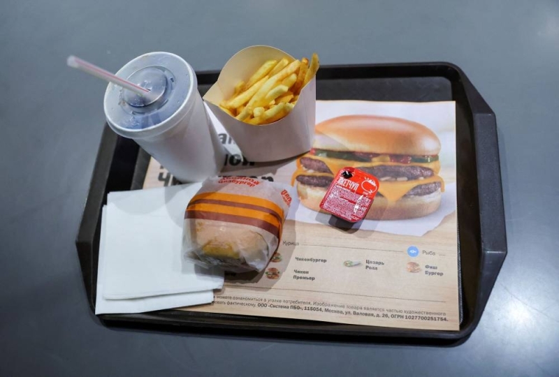 A view shows a tray with food and a drink at the new restaurant 'Vkusno & tochka', which opens following McDonald's Corp. company's exit from the Russian market in Moscow on June 12, 2022. - Reuters pic