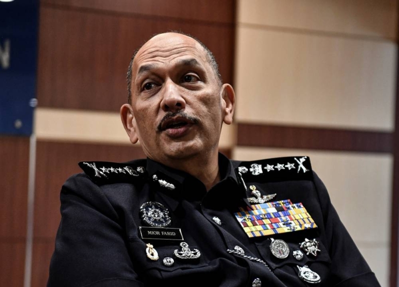 Perak police chief Datuk Mior Faridalathrash Wahid speaks to the media after the ‘Pride Of Workmanship’ awards ceremony by Rotary Club for police frontliners in Ipoh June 2, 2022. — Bernama pic