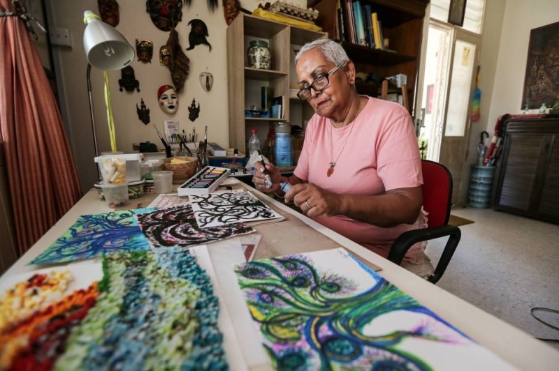 Irene John @ Kanga Thavi started drawing and took up pottery in 2020 after she was diagnosed with dementia. — Picture by Farhan Najib