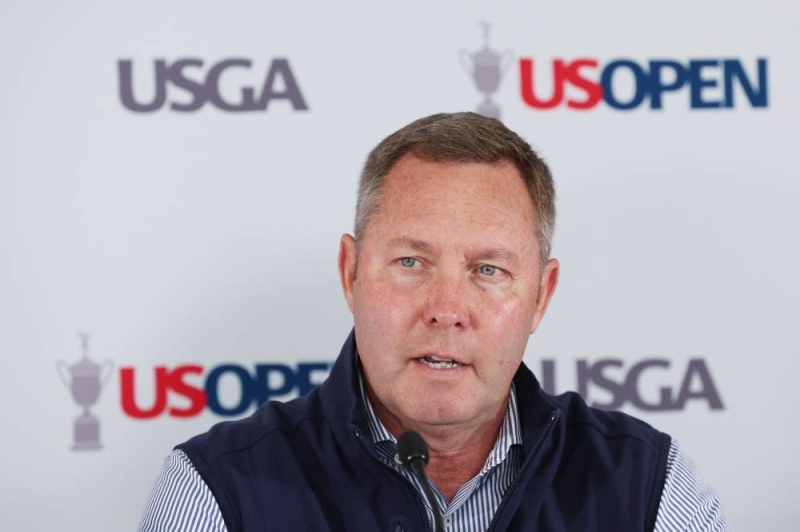 Mike Whan, CEO of the USGA, speaks to the media at a press conference during a practice round prior to the 122nd US Open Championship in Brookline, Massachusetts June 15, 2022. —  AFP pic