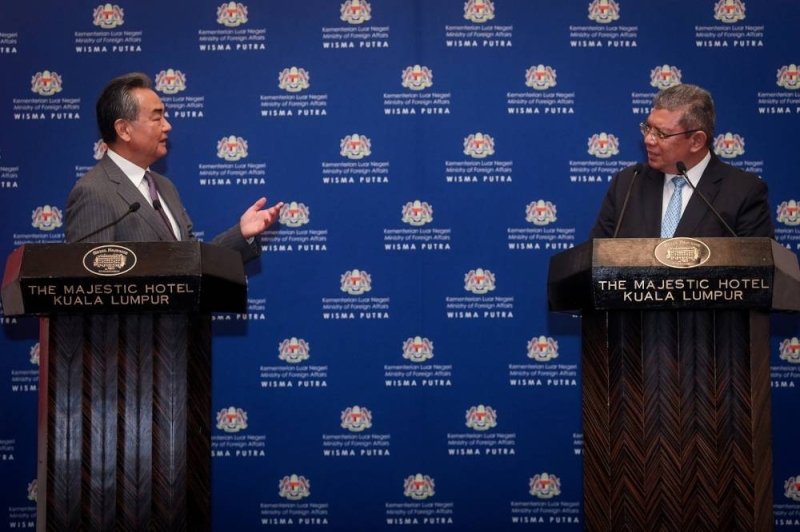 Foreign Minister Datuk Seri Saifuddin Abdullah with Chinese Foreign Minister Wang Yi (left) during a press conference after attending a bilateral meeting between Malaysia and the People’s Republic of China in Kuala Lumpur, July 12, 2022. — Bernama pic 