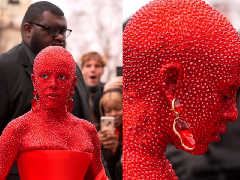 US rapper Doja Cat covers herself with red paint and 30,000 Swarovski ...