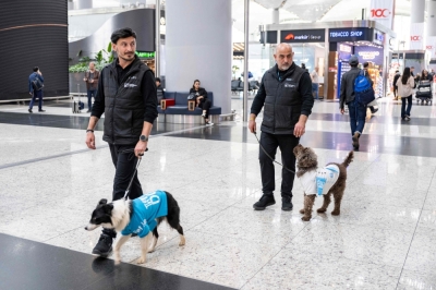 Turkiye therapy dogs join Istanbul Airport staff Therapy dogs roam the Istanbul Airport with airport personnel searching for stressed travellers in Istanbul, on May 3, 2024. — AFP pic