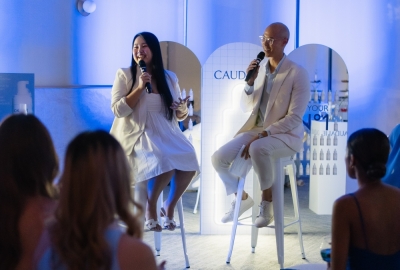 French skincare brand Caudalie launches anti-dark spot serum in KL, attended by local celebrities During the event, Hoi facilitated a dialogue with entrepreneur Adele Chow. — Picture courtesy of Kens Apothecary