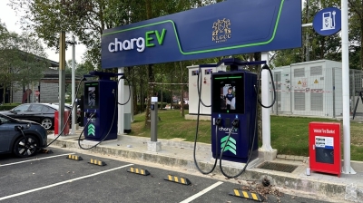 ChargEV unveils first EV charging station with Battery Energy Storage System and card payment at KLGCC Resort ChargEV activates its first EV charging station with a Battery Energy Storage System at the Kuala Lumpur Golf & Country Club Resort in Bukit Kiara. — SoyaCincau pic
